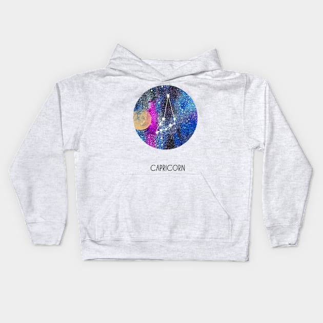 Capricorn Constellation, Capricorn Kids Hoodie by RosaliArt